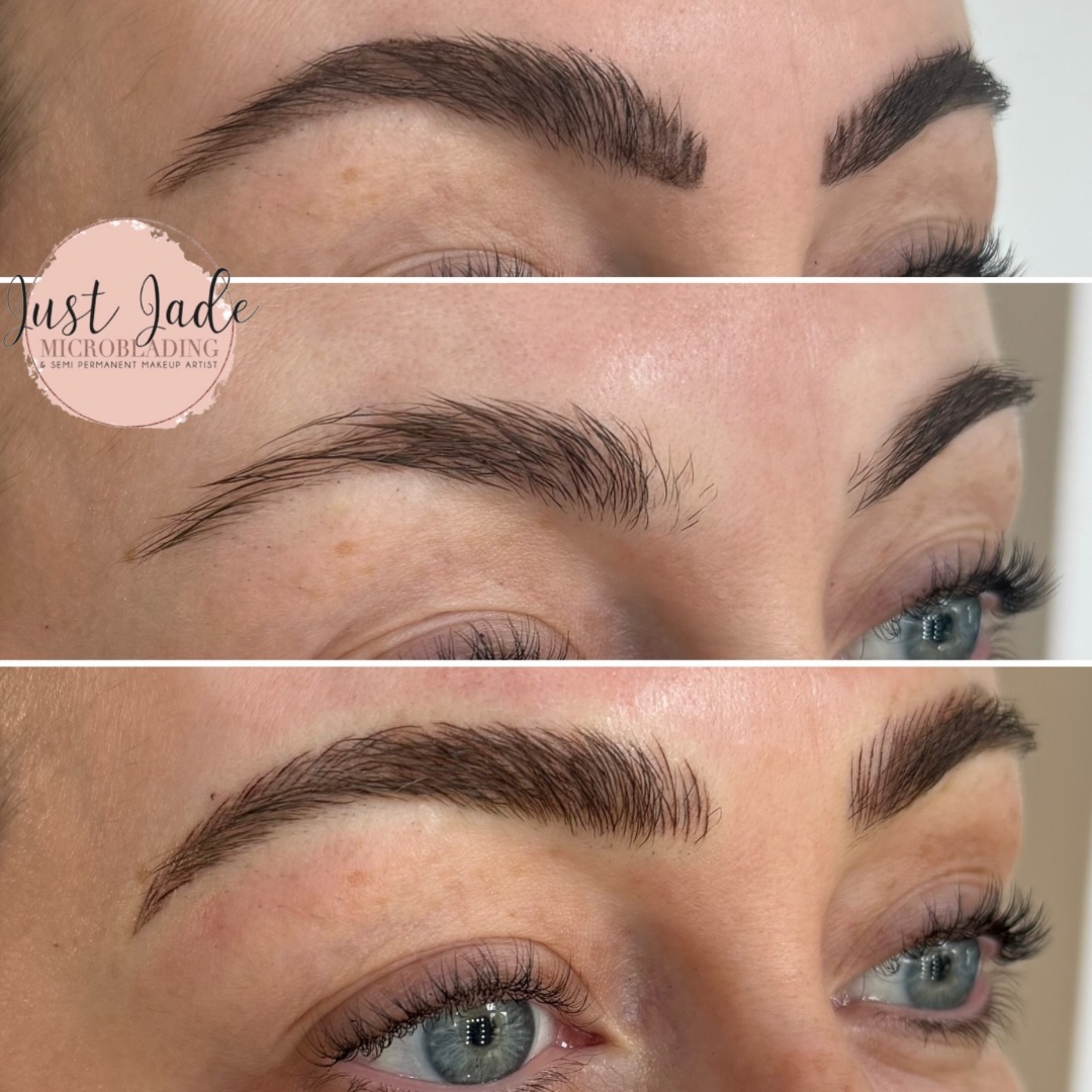 Microblading journey: Client makeup, natural brows and microblading, photographed by Just Jade