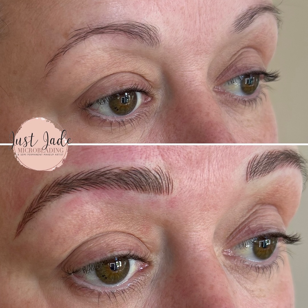 Microblading: Hair-stroke detail, photographed by Just Jade